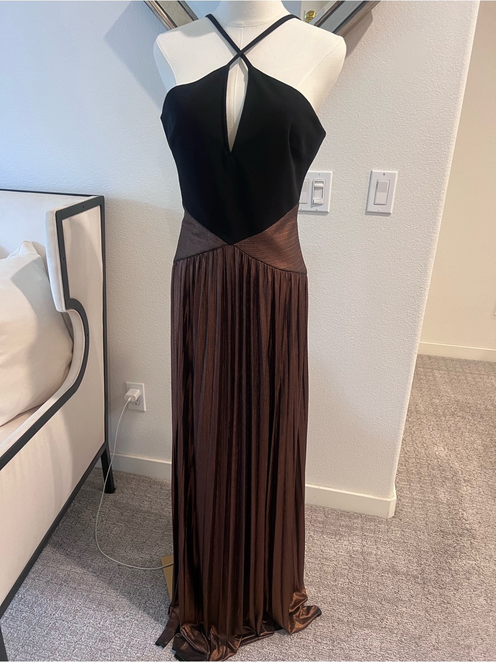 Dress the Population Black Evening Dress with Strappy Detail